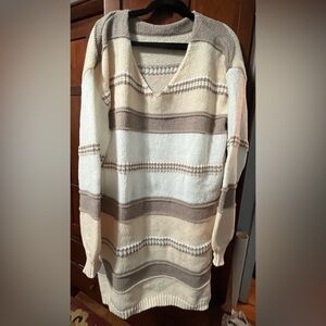 Striped V-Neck Sweater dress 1x